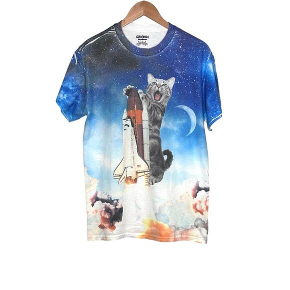 Gildan Space Shuttle Cat T-shirt size medium - Picture 4 of 4